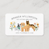 愛らしいフローラ犬がペットケアサービスホワイトを育てる 名刺 (正面)