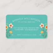 愛らしいフローラ犬がペットケアサービスホワイトを育てる 名刺 (裏面)