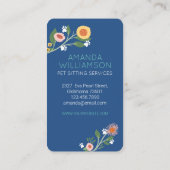 愛らしいフローラ犬と猫ペットケアサービスブルー 名刺 (裏面)