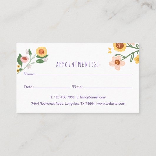 愛らしいフローラ犬と猫ペットケアサービスホワイト 予約カード (裏面)