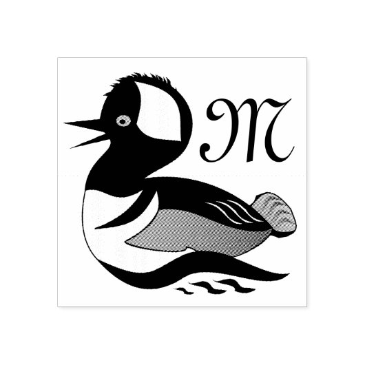 愛らしいフード付きメルガンサーダックスイミングアニメ ラバースタンプ (インプリント)