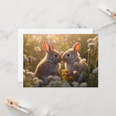 愛らしいブニーズイン春メドウデザイン カード (正面/裏面インサイチュ)