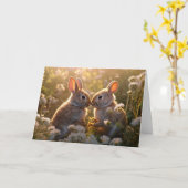 愛らしいブニーズイン春メドウデザイン カード (黄色い花)