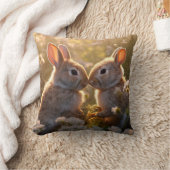 愛らしいブニーズイン春メドウデザイン クッション (ブランケット)