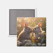 愛らしいブニーズイン春メドウデザイン マグネット (正面/裏面)