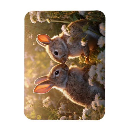 愛らしいブニーズイン春メドウデザイン マグネット (縦)