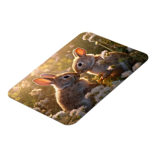 愛らしいブニーズイン春メドウデザイン マグネット (左側)