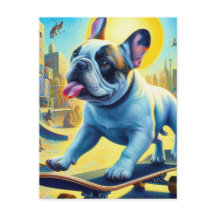 愛らしいブフランスのルドッグスケートボード