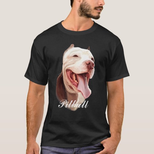 愛らしいブラウンピットブル犬の頭 Tシャツ (正面)