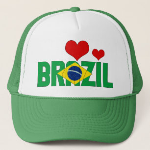 愛らしいブラジル国旗のハート愛国心 キャップ