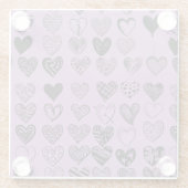 愛らしいブラックハートスクライブルスケッチガラスコース ガラスコースター (裏面)