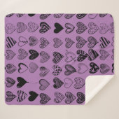 愛らしいブラックハートスクライブルスケッチシェルパ空白の シェルパブランケット (正面(横))