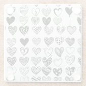 愛らしいブラックハート落書きスケッチ ガラスコースター (裏面)