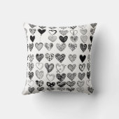 愛らしいブラックハート落書きスケッチ クッション (裏面)