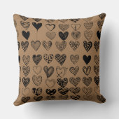 愛らしいブラックハート落書きスケッチ クッション (裏面)