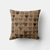 愛らしいブラックハート落書きスケッチ クッション (裏面)