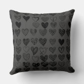 愛らしいブラックハート落書きスケッチ クッション (裏面)