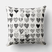 愛らしいブラックハート落書きスケッチ クッション (裏面)