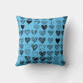 愛らしいブラックハート落書きスケッチ クッション (裏面)