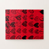 愛らしいブラックハート落書きスケッチ ジグソーパズル (横)