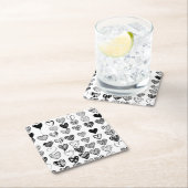 愛らしいブラックハート落書きスケッチ スクエアペーパーコースター (インサイチュ)