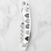 愛らしいブラックハート落書きスケッチ ソムリエナイフ (正面)