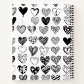 愛らしいブラックハート落書きスケッチ ノートブック (裏面)