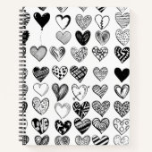 愛らしいブラックハート落書きスケッチ ノートブック (正面)