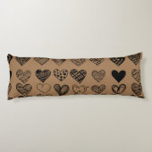 愛らしいブラックハート落書きスケッチ ボディピロー (裏面)