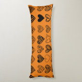 愛らしいブラックハート落書きスケッチ ボディピロー (裏面 (縦))