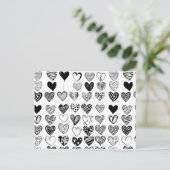 愛らしいブラックハート落書きスケッチ ポストカード (スタンド正面)