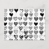 愛らしいブラックハート落書きスケッチ ポストカード (正面)