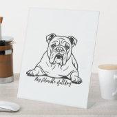 愛らしいブルドッグ 台座サイン (インサイチュ)