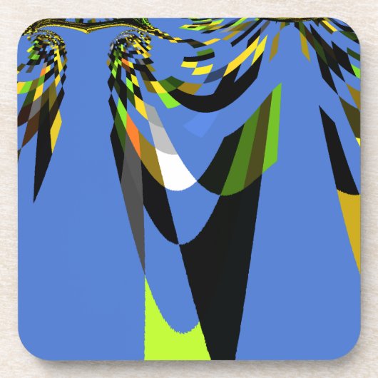 愛らしいブルーアフリカン トライバル モチーフ パターン アート プリント コースター (正面)