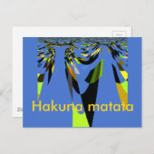 愛らしいブルーアフリカン トライバル モチーフ パターン アート プリント ポストカード (正面/裏面)