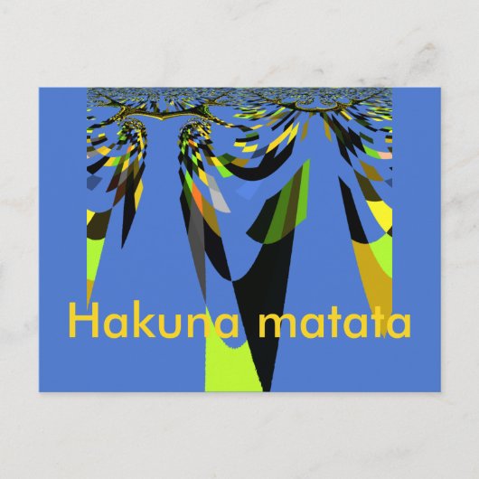 愛らしいブルーアフリカン トライバル モチーフ パターン アート プリント ポストカード (正面)