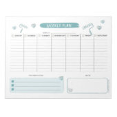 愛らしいブルーウィークリープランナーメモ帳 ノートパッド (正面)