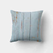 愛らしいブルーウッドテクスチャ、ホームスイートホーム クッション (裏面)