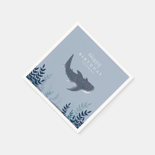 愛らしいブルーザシーマンタレイ誕生日 スタンダードカクテルナプキン (角)