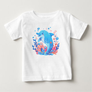 愛らしいブルードルフィンベビーボディスーツ ベビーTシャツ