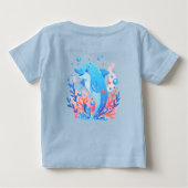 愛らしいブルードルフィンベビーボディスーツ ベビーTシャツ (裏面)