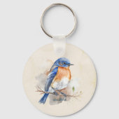 愛らしいブルーバ素朴ードウォーター色 キーホルダー (裏面)
