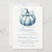 愛らしいブルーパンプキンベビーシャワー招待状 招待状 (正面)