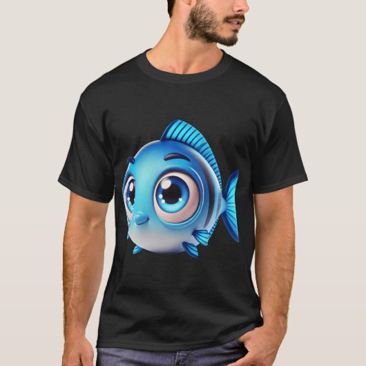 愛らしいブルーフィッシュ Tシャツ (正面)