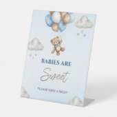 愛らしいブルーベアベビーはスイートデザートテーブル 台座サイン (正面)