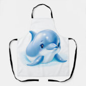 愛らしいブルーベビーイルカ エプロン (正面)