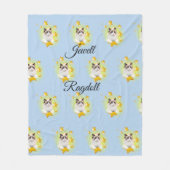 愛らしいブルーラグドールはデジタルスター フリースブランケット (正面)