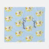 愛らしいブルーラグドールはデジタルスター フリースブランケット (正面(横))