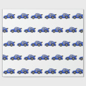愛らしいブルーレースカー – 背景色を選択 ラッピングペーパー (フラット)