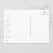 愛らしいブルー男の赤ちゃんキャリッジレトロベビーシャワー インビテーションポストカード (裏面)